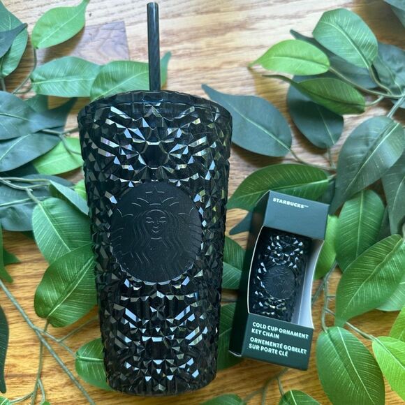 Starbucks Accessories - Starbucks Black Jeweled Cold Cup with Key Chain!